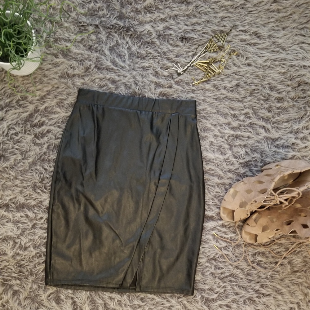 Faux Leather Pencil Skirt